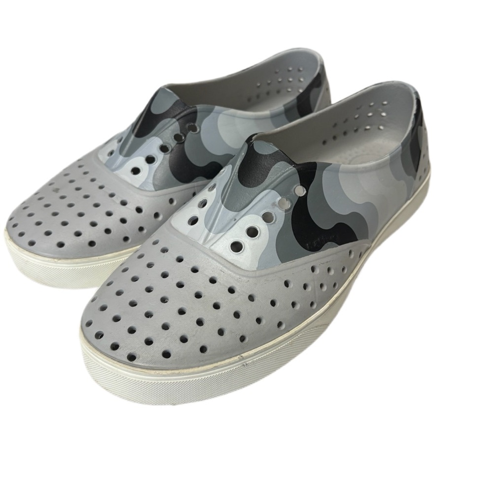 Native Miller Gray and Black Patterned Women's Slip-On Flats